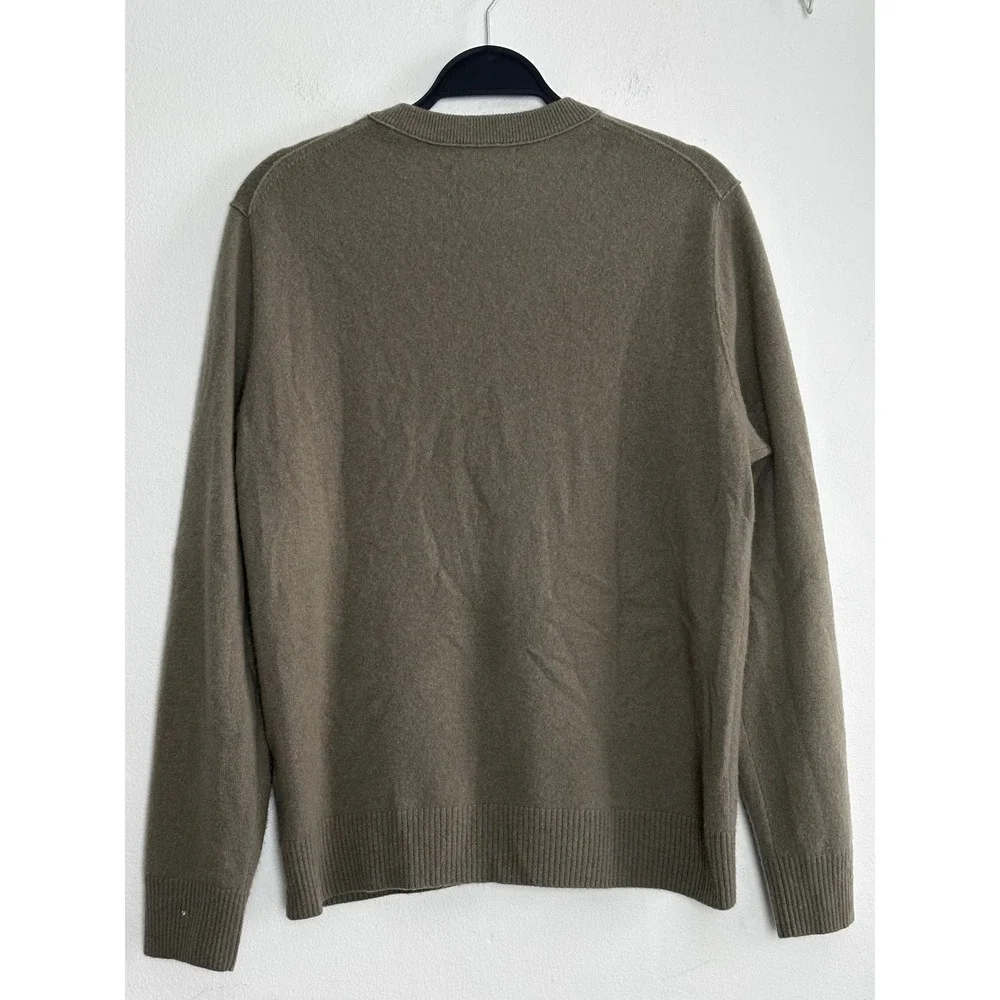 Banana Republic Mens 100% Cashmere Crew Neck Sweater M Olive Green Modern Preppy
